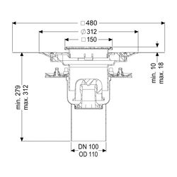 Kessel Bodenablauf Ferrofix Pressflansch DN 100 Variofix Schlitzrost, senkrecht... KESSEL-54230.52 4026092056356 (Abb. 1)