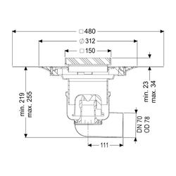 Kessel Boden-/Deckenablauf Ferrofix DN 70 Variofix Gitterrost, seitlich... KESSEL-54400.21 4026092056363 (Abb. 1)