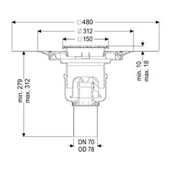 Kessel Boden-/Deckenablauf Ferrofix DN 70 Variofix Schlitzrost, senkrecht... KESSEL-54410.52 4026092056301 (Abb. 1)