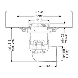 Kessel Boden-/Deckenablauf Ferrofix DN 100 Variofix Gitterrost, seitlich... KESSEL-54420.21 4026092056370 (Abb. 1)