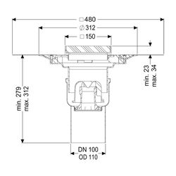 Kessel Boden-/Deckenablauf Ferrofix DN 100 Variofix Gitterrost, senkrecht... KESSEL-54430.21 4026092056394 (Abb. 1)