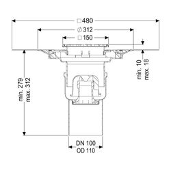 Kessel Boden-/Deckenablauf Ferrofix DN 100 Variofix Schlitzrost, senkrecht... KESSEL-54430.52 4026092056318 (Abb. 1)