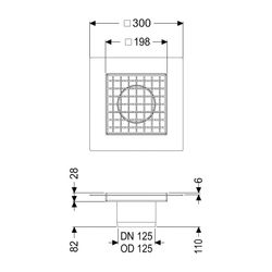 Kessel Aufsatzstück Ferrofix Klebeflansch 200x200mm Höhe 6mm Gitterrost... KESSEL-54928 4026092099896 (Abb. 1)