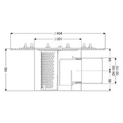 Kessel Grundkörper Ferrofix DN 100, waagerecht, mit Geruchsverschluss, Edelstahl 1.4301... KESSEL-55115 4026092107522 (Abb. 1)