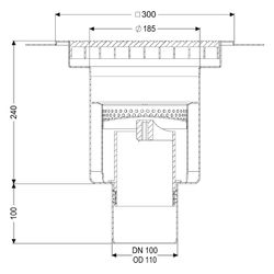Kessel Bodenablauf Ferrofix KF15, DN 100, senkrecht, 300x300mm, 2,5l/s, L 15mm, Edelstahl... KESSEL-55148 4026092107737 (Abb. 1)