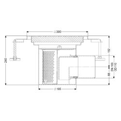 Kessel Bodenablauf Ferrofix KF15, DN 100, waagerecht 300x300mm, 2,5l/s, L 15mm, Edelstahl... KESSEL-55154 4026092107799 (Abb. 1)