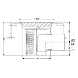 Kessel Bodenablauf Ferrofix KF6, DN 100, waagerecht, 230x230mm, 2,5l/s, L 15mm, Edelstahl... KESSEL-55155 4026092107805 (Abb. 1)