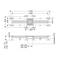 Kessel Schlitzrinne Ferrofix, DN 125, 17x1.000mm, Klebeflansch mittig, Höhe 15mm, Edels... KESSEL-6002100 4026092099483 (Abb. 1)
