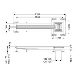 Kessel Schlitzrinne Ferrofix, DN 125, 17x1.000mm, Klebeflansch außen, Höhe 15mm, Edelst... KESSEL-6002101 4026092099490 (Abb. 1)