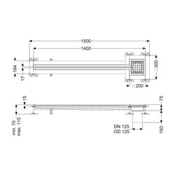 Kessel Schlitzrinne Ferrofix, DN 125, 17x1.400mm, Klebeflansch außen, Höhe 15mm, Edelst... KESSEL-6002141 4026092099513 (Abb. 1)