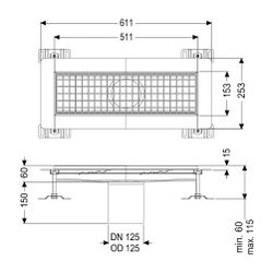 Kessel Kastenrinne Ferrofix Klebeflansch Höhe 15mm 153x511mm... KESSEL-6015050 4026092066461 (Abb. 1)