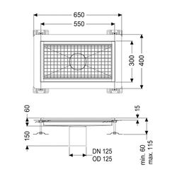 Kessel Kastenrinne Ferrofix Klebeflansch Höhe 15mm 300x550mm... KESSEL-6030050 4026092066478 (Abb. 1)