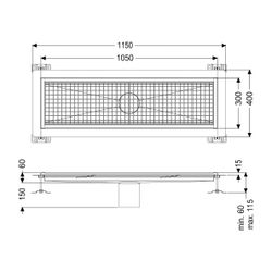 Kessel Kastenrinne Ferrofix Klebeflansch Höhe 15mm 300x1050mm... KESSEL-6030100 4026092054673 (Abb. 1)