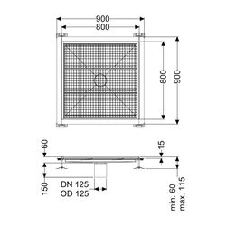 Kessel Bodenwanne Ferrofix Klebeflansch Höhe 15mm 800x800mm... KESSEL-6080800 4026092098622 (Abb. 1)