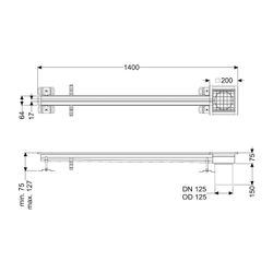 Kessel Schlitzrinne Ferrofix, DN 125, 17x1.400mm, außen, ohne Klebeflansch, Edelstahl, ... KESSEL-6102141 4026092099711 (Abb. 1)