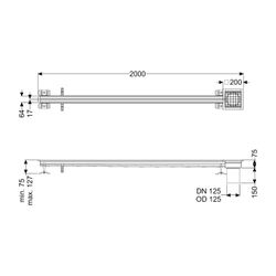 Kessel Schlitzrinne Ferrofix, DN 125, 17x2.000mm, außen, ohne Klebeflansch, Edelstahl, ... KESSEL-6102201 4026092099735 (Abb. 1)