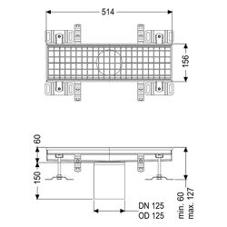 Kessel Kastenrinne Ferrofix, DN 125, 156x514mm, ohne Klebeflansch, Edelstahl, Silber... KESSEL-6115050 4026092098882 (Abb. 1)