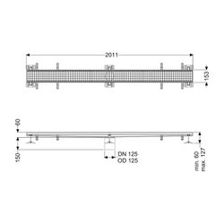 Kessel Kastenrinne Ferrofix, DN 125, 156x2.014mm, ohne Klebeflansch, Edelstahl, Silber... KESSEL-6115200 4026092098912 (Abb. 1)