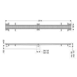Kessel Kastenrinne Ferrofix, DN 125, 156x2.511mm, ohne Klebeflansch, Edelstahl, Silber... KESSEL-6115250 4026092098929 (Abb. 1)