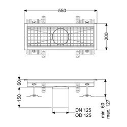 Kessel Kastenrinne Ferrofix, DN 125, 200x550mm, ohne Klebeflansch, Edelstahl, Silber... KESSEL-6120050 4026092098943 (Abb. 1)