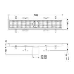 Kessel Kastenrinne Ferrofix, DN 125, 200x1.050mm, ohne Klebeflansch, Edelstahl, Silber... KESSEL-6120100 4026092098950 (Abb. 1)