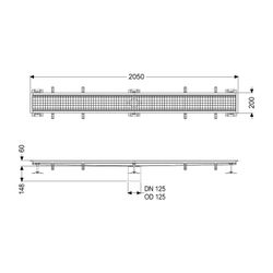 Kessel Kastenrinne Ferrofix, DN 125, 200x2.050mm, ohne Klebeflansch, Edelstahl, Silber... KESSEL-6120200 4026092098974 (Abb. 1)