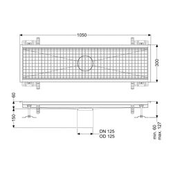 Kessel Kastenrinne Ferrofix, DN 125, 300x1.050mm, ohne Klebeflansch, Edelstahl, Silber... KESSEL-6130100 4026092099018 (Abb. 1)