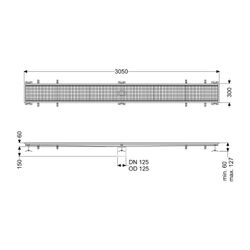 Kessel Kastenrinne Ferrofix, DN 125, 300x3.050mm, ohne Klebeflansch, Edelstahl, Silber... KESSEL-6130300 4026092099056 (Abb. 1)