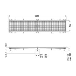 Kessel Kastenrinne Ferrofix, DN 125, 400x2.050mm, ohne Klebeflansch, Edelstahl, Silber... KESSEL-6140200 4026092099094 (Abb. 1)