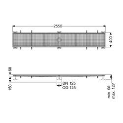 Kessel Kastenrinne Ferrofix, DN 125, 400x2.550mm, ohne Klebeflansch, Edelstahl, Silber... KESSEL-6140250 4026092099100 (Abb. 1)