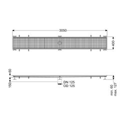 Kessel Kastenrinne Ferrofix, DN 125, 400x3.050mm, ohne Klebeflansch, Edelstahl, Silber... KESSEL-6140300 4026092099117 (Abb. 1)