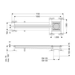 Kessel Schlitzrinne Ferrofix, DN 125, 17x1.000mm, Klebeflansch außen, Höhe 6mm, Edelsta... KESSEL-6202101 4026092099599 (Abb. 1)