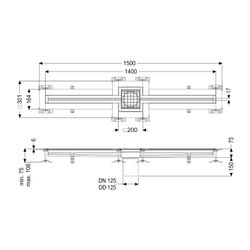 Kessel Schlitzrinne Ferrofix, DN 125, 17x1.400mm, Klebeflansch mittig, Höhe 6mm, Edelst... KESSEL-6202140 4026092099605 (Abb. 1)
