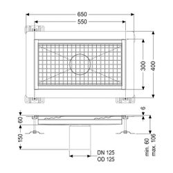 Kessel Kastenrinne Ferrofix, DN 125, 300x550mm, mit Klebeflansch Höhe 6mm, Edelstahl, S... KESSEL-6230050 4026092098776 (Abb. 1)