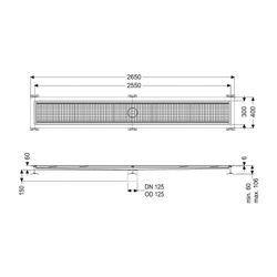 Kessel Kastenrinne Ferrofix, DN 125, 300x2.550mm, mit Klebeflansch Höhe 6mm, Edelstahl,... KESSEL-6230250 4026092098813 (Abb. 1)