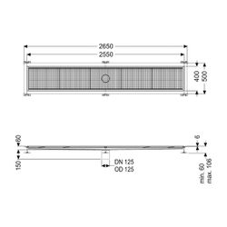 Kessel Kastenrinne Ferrofix, DN 125, 400x2.550mm, mit Klebeflansch Höhe 6mm, Edelstahl,... KESSEL-6240250 4026092098868 (Abb. 1)
