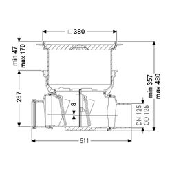 Kessel Rückstauverschluss Staufix DN 125 Bodenplatte Typ 2 R, Schwarz... KESSEL-730125.10SR 4026092076439 (Abb. 1)