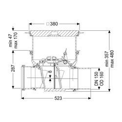 Kessel Rückstauverschluss Staufix DN 150 Bodenplatte Typ 2 R, Schwarz... KESSEL-730150.10SR 4026092076491 (Abb. 1)