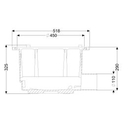 Kessel Grundkörper Hof-/Regenablauf mit Auslauf DN 100, Durchmesser 450mm... KESSEL-850009 4026092002926 (Abb. 1)