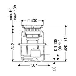 Kessel Hofablauf System 400 DN 100 A 580-710mm... KESSEL-851101A 4026092004289 (Abb. 1)