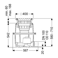 Kessel Hofablauf System 400 DN 100 B 580-710mm... KESSEL-851101B 4026092004296 (Abb. 1)