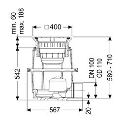 Kessel Hofablauf System 400 DN 150 A 580-710mm... KESSEL-851151A 4026092004371 (Abb. 1)