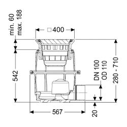 Kessel Hofablauf System 400 DN 150 B 580-710mm... KESSEL-851151B 4026092004388 (Abb. 1)