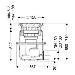 Kessel Hofablauf System 400 DN 150 D 580-710mm... KESSEL-851151D 4026092004395 (Abb. 1)