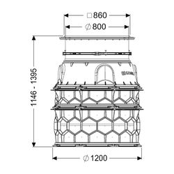 Kessel Schachtmodul LW 1000 Bodenplatte Zugang LW 800, 1146-1395mm, Klasse A 15... KESSEL-8740022 4026092065372 (Abb. 1)