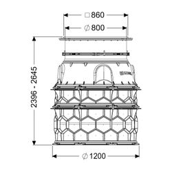 Kessel Schachtmodul LW 1000 Bodenplatte Zugang LW 800, 2396-2645mm, Klasse A 15... KESSEL-8740052 4026092065679 (Abb. 1)