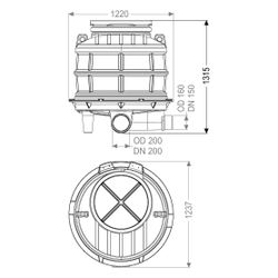 Kessel Standardschacht GT LW1000, 1.070mm, DN 150/200, 1 Zulauf, Polyethylen... KESSEL-881040 4026092024096 (Abb. 1)