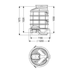 Kessel Rückstauschacht LW 1000 Zulauf DN 150, Auslauf DN 200, 1680mm... KESSEL-881505 4026092049266 (Abb. 1)