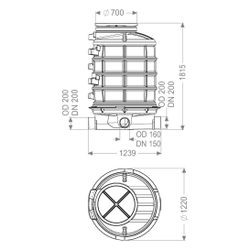 Kessel Standardschacht LW 1000, 1.570mm, DN 150/200, 1 Zulauf links 90 Grad, Polyethylen... KESSEL-881550 4026092024249 (Abb. 1)