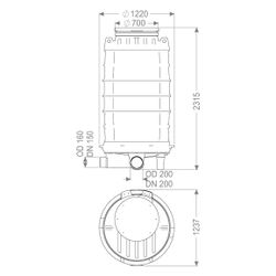 Kessel Standardschacht GT LW1000, 2.070mm, DN 150/200, 1 Zulauf links 90 Grad... KESSEL-882050 4026092024386 (Abb. 1)